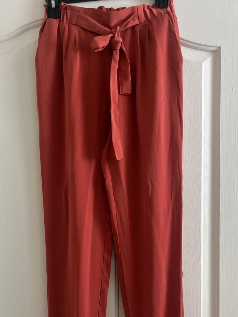 Rust Orange Belted Tapered Jogger Pants